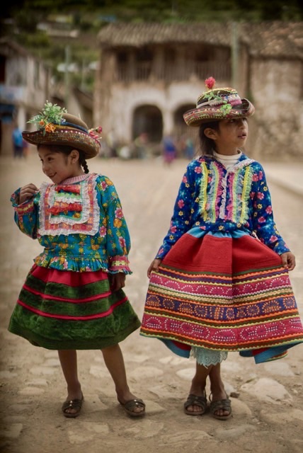 Two girls in traditional embroidered dress