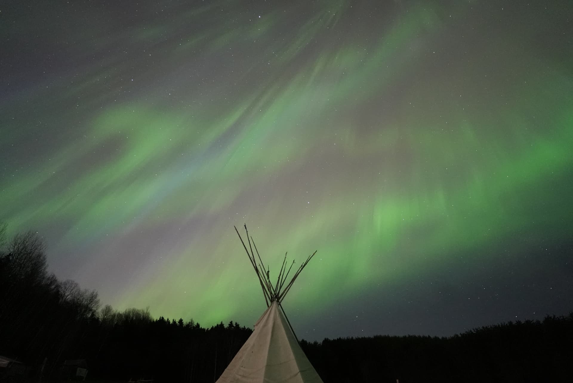 Northern lights over a tipi